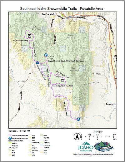 Pocatello Idaho – Mink Creek Snowmobile Map Preview 1