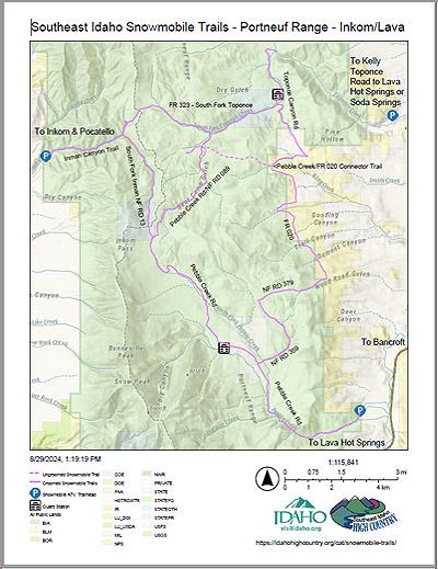 Portneuf Range – Inkom/Lava Idaho Snowmobile Map Preview 1