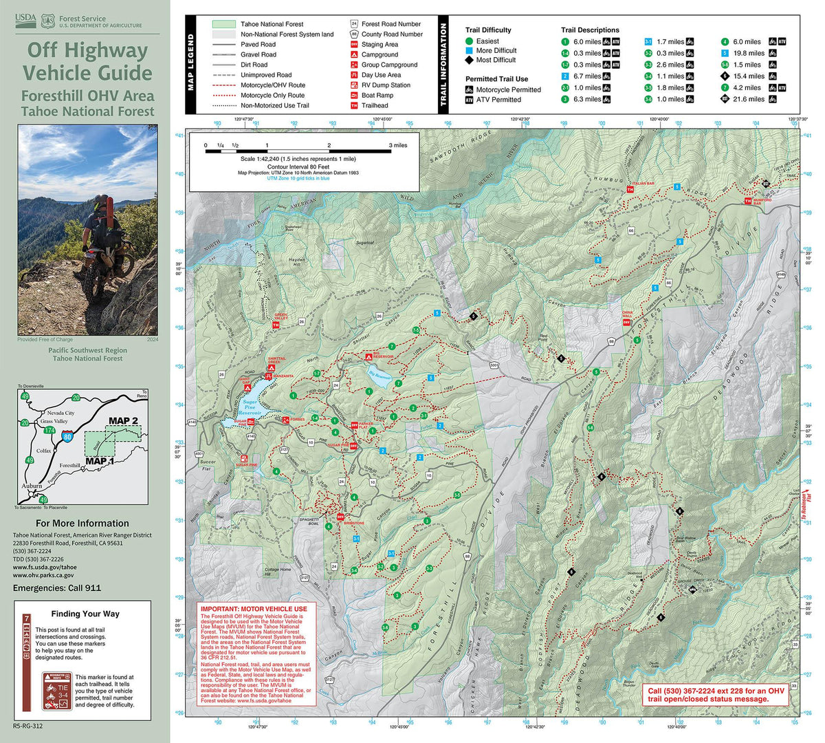 Foresthill OHV Guide Map by US Forest Service R5 | Avenza Maps