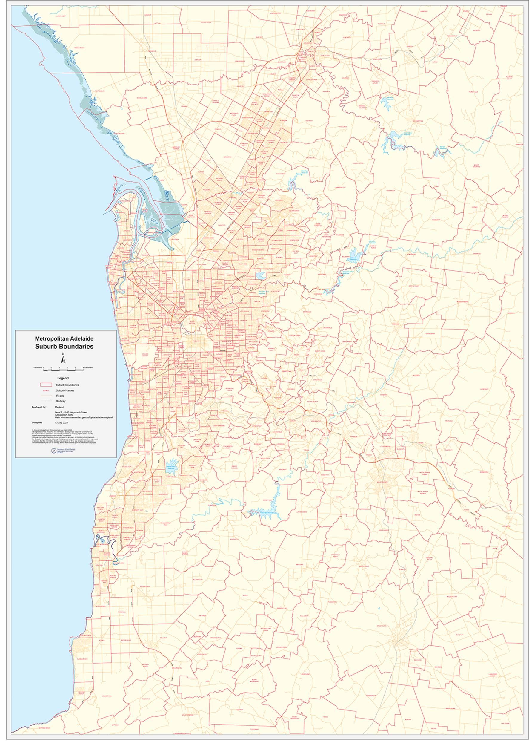 Adelaide Suburbs Map.pdf Adelaide Metro Suburbs Map by Mapland - Department for Environment and ...