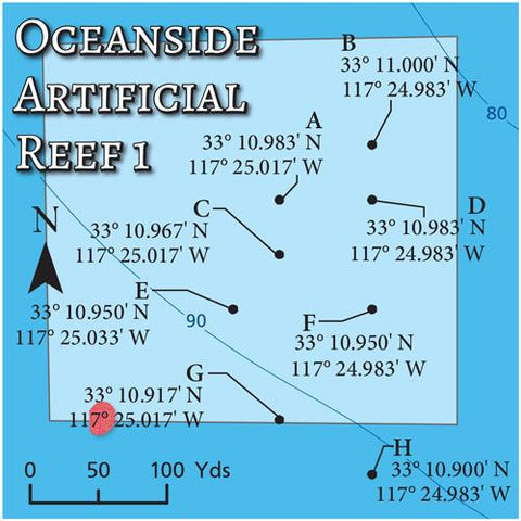 SoCal Fishing Maps - Oceanside Artificial Reef 1 Preview 1