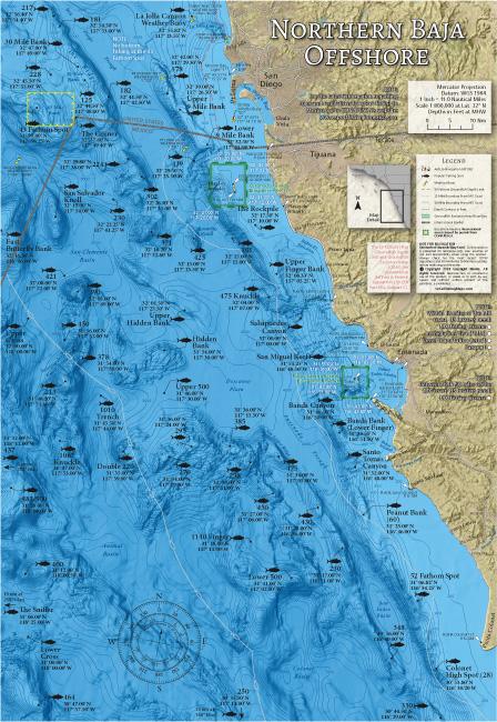 SoCal Fishing Maps - Northern Baja Offshore Map by Graylight Media ...