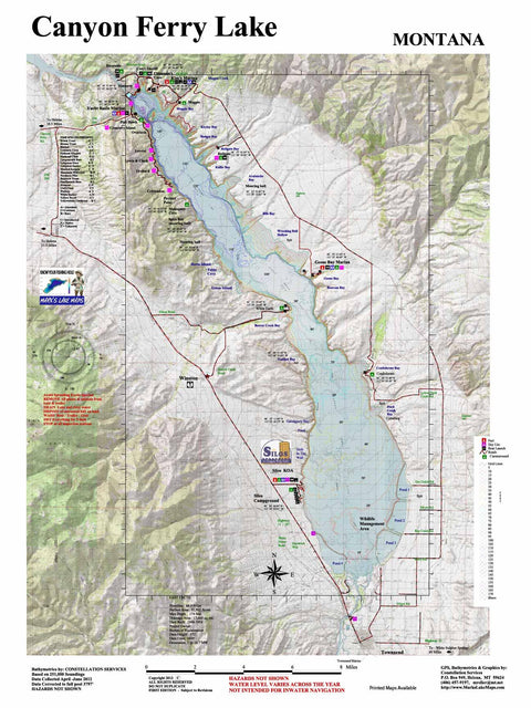 Canyon Ferry Reservoir Bathymetric Contours and Access Map Preview 1