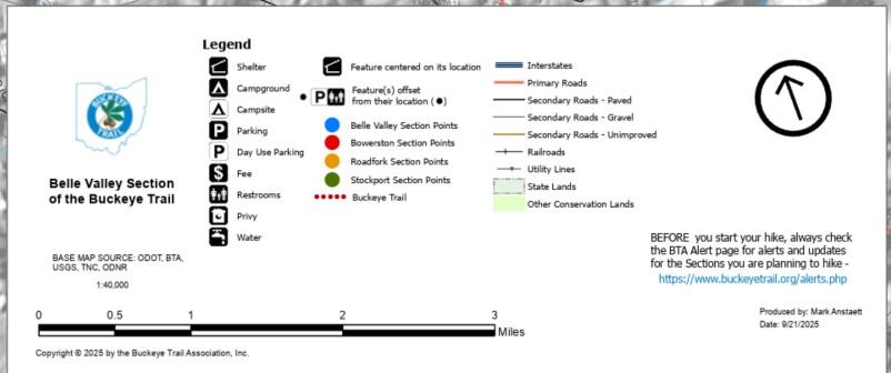 Belle Valley Section Map by Buckeye Trail Association | Avenza Maps