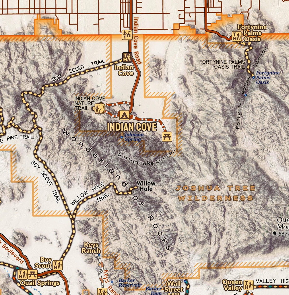 Joshua Tree National Park Visitor Map by Elevation Changes Cartographic ...