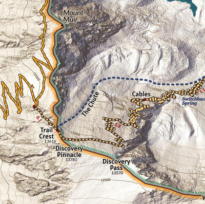 Mount Whitney Hiking and Climbing Map from Whitney Portal Preview 2
