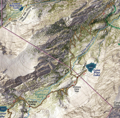 Mount Whitney Hiking and Climbing Map from Whitney Portal Preview 3