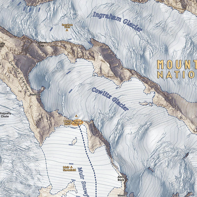 Paradise Trails and Camp Muir to Summit on Mount Rainier Map Preview 2