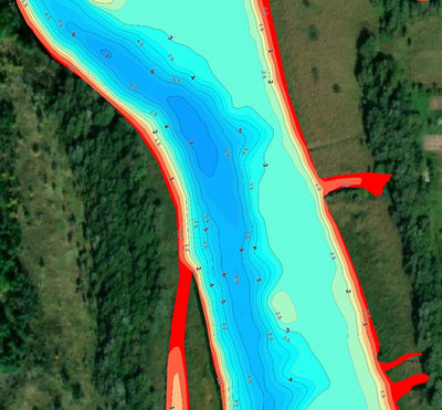 Навігація Рибалки 3. Рось річка (с. Хлерівка). Черкаська область. Карта глибин digital map