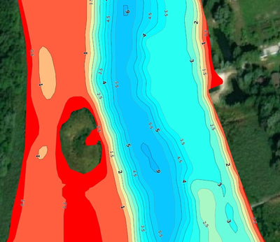 Навігація Рибалки 3. Рось річка (с. Хлерівка). Черкаська область. Карта глибин digital map