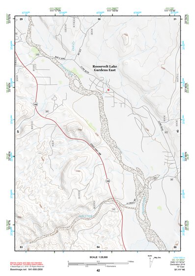 33111NE Page 42 Theodore Roosevelt Lake Topo Preview 1