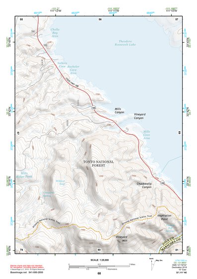 33111NE Page 68 Theodore Roosevelt Lake Topo Preview 1