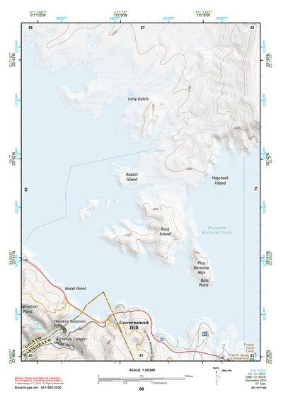 33111NE Page 69 Theodore Roosevelt Lake Topo Preview 1
