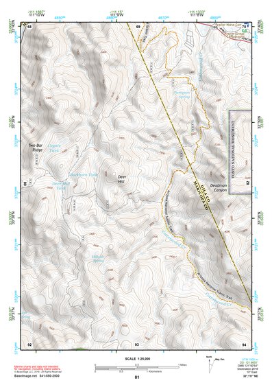 33111NE Page 81 Theodore Roosevelt Lake Topo Preview 1
