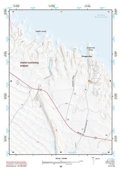 33111NE Page 83 Theodore Roosevelt Lake Topo Preview 1