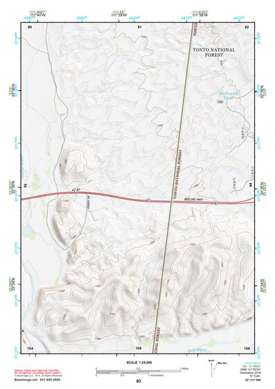 33111NW Page 93 Theodore Roosevelt Lake Topo Preview 1
