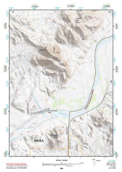 33111NW Page 104 Theodore Roosevelt Lake Topo Preview 1