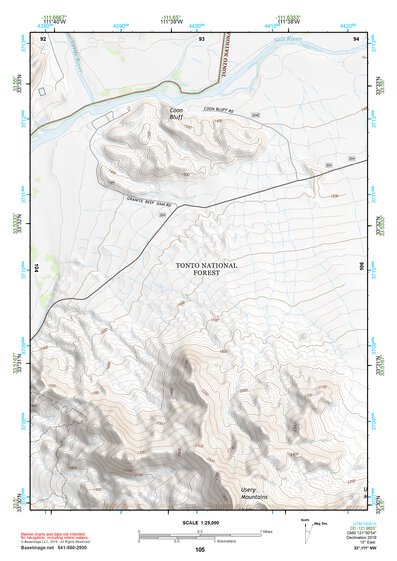 33111NW Page 105 Theodore Roosevelt Lake Topo Preview 1
