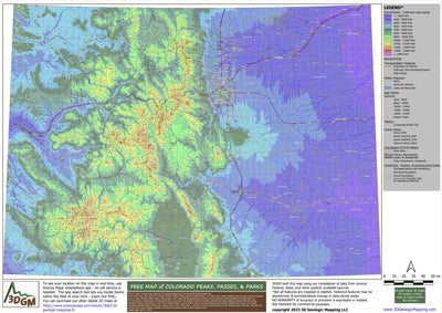 3D Geologic Mapping LLC Free Map of Colorado Peaks, Passes, & Parks digital map
