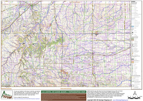 3D Geologic Mapping LLC La Junta, CO Topographic Map for Navigation and Recreation (250K Quad) digital map