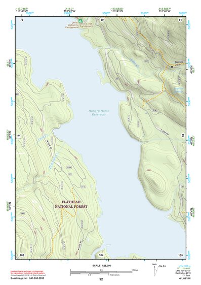 48113SW Page 92 Hungry Horse Reservoir Topo Preview 1