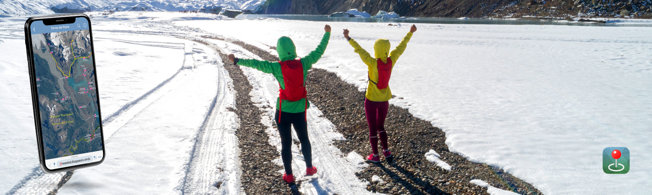 Avenza Maps header image featuring 2 women on a snowy trail