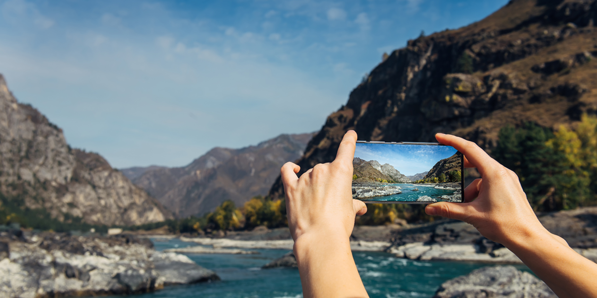 Photo of nature- water, mountains and sky