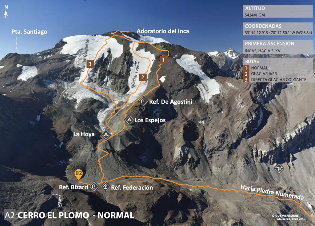 Cerro El Plomo summit map