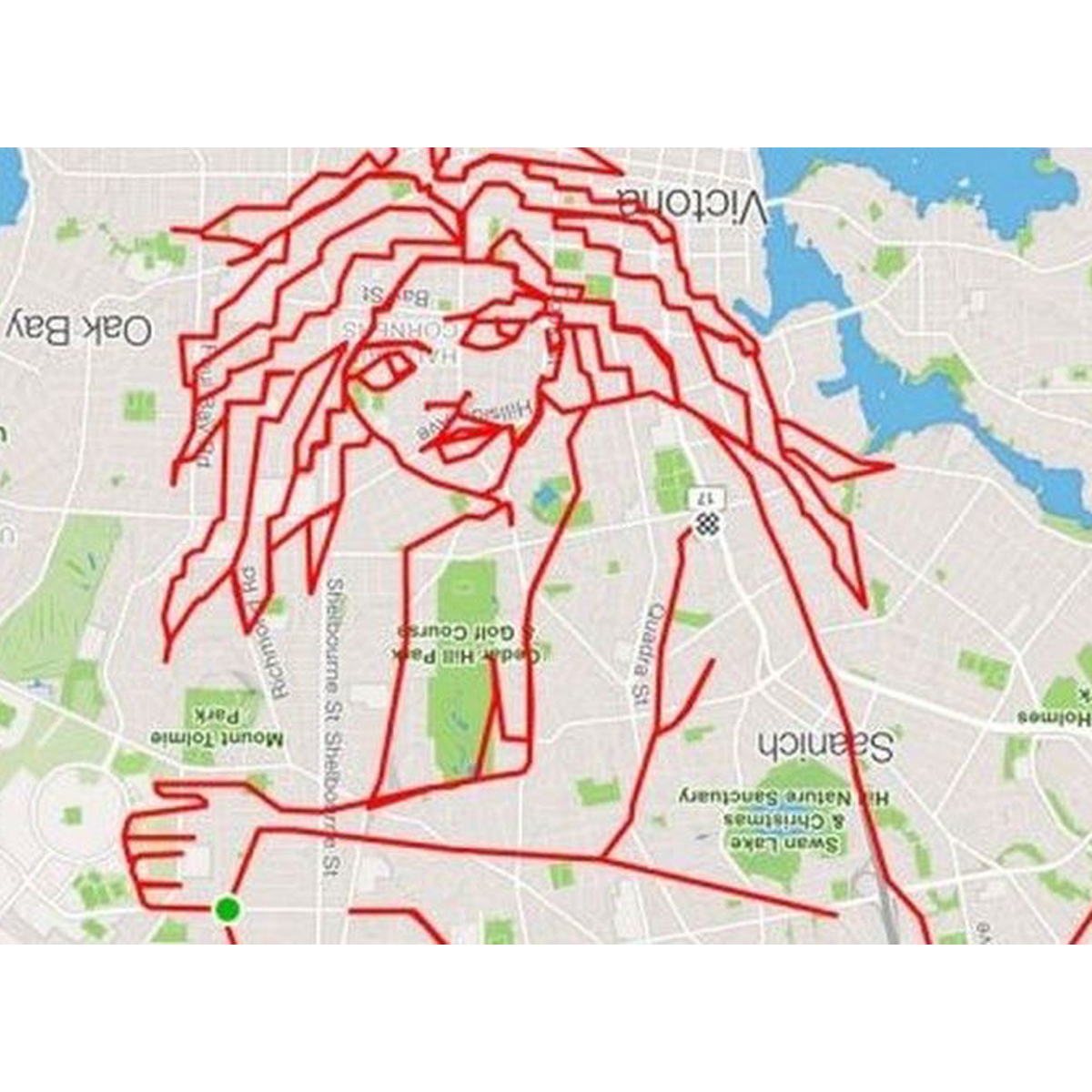 outline of a woman on a map