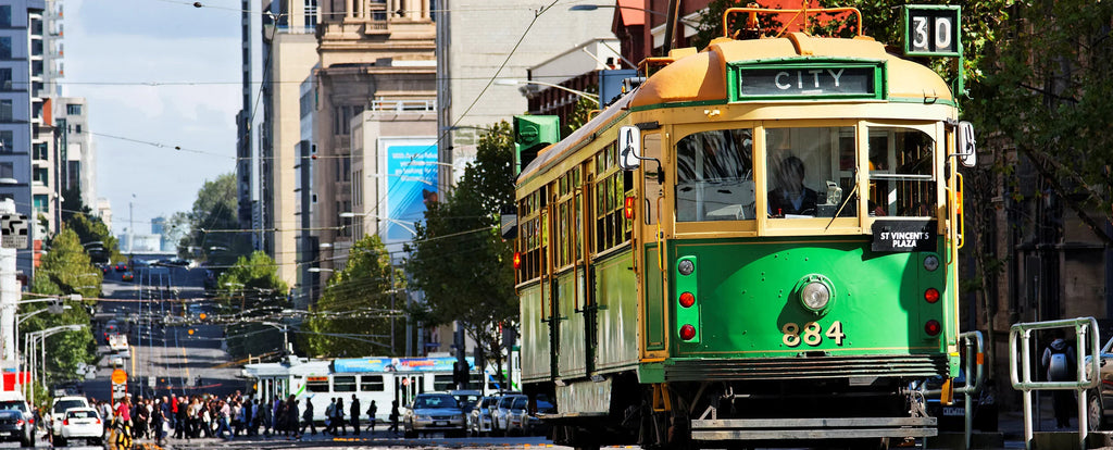 A green tram in Melbourne