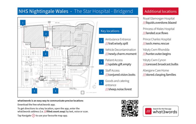 Hospital map using what3words