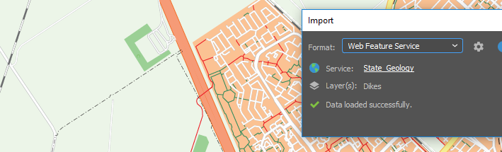 Screenshot importing geospatial data