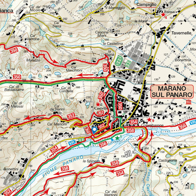 Terre di Castelli Mappa dei Percorsi a Piedi e Itinerari in bicicletta Preview 2