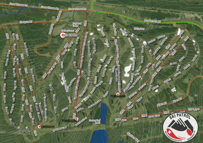 Powderhorn Map.pdf Big Powderhorn Mountain Ski Patrol Map by A. W. Young | Avenza Maps