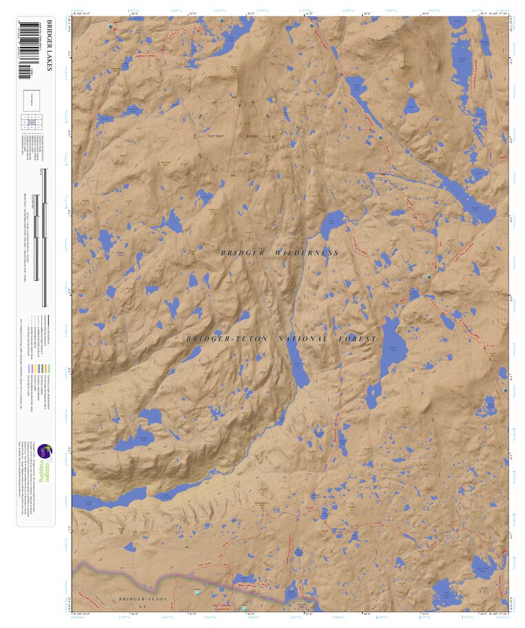 Bridger Lakes, Wyoming 7.5 Minute Topographic Map - Color Hillshade by ...