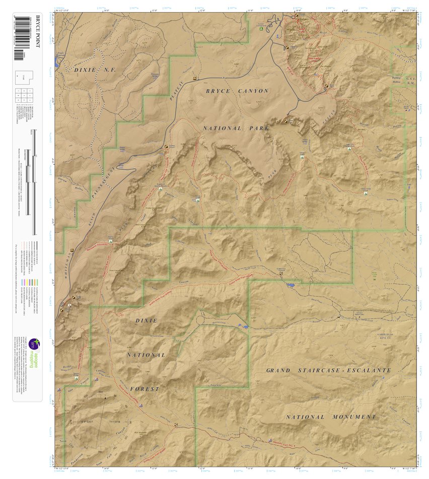 Topographic Map Color Bryce Point, Utah 7.5 Minute Topographic Map - Color Hillshade by ...