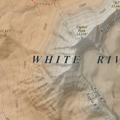 Apogee Mapping, Inc. Capitol Peak, Colorado 7.5 Minute Topographic Map - Color Hillshade digital map