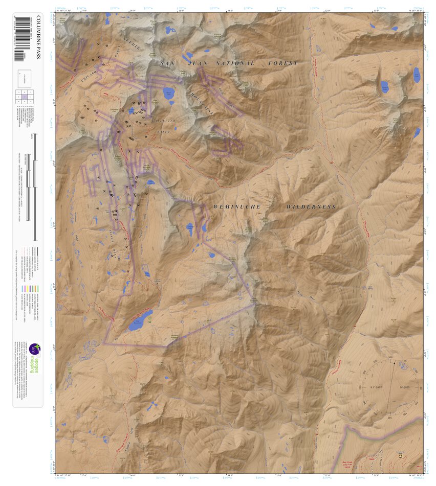 Topographic Map Color Columbine Pass, Colorado 7.5 Minute Topographic Map - Color Hillshade ...