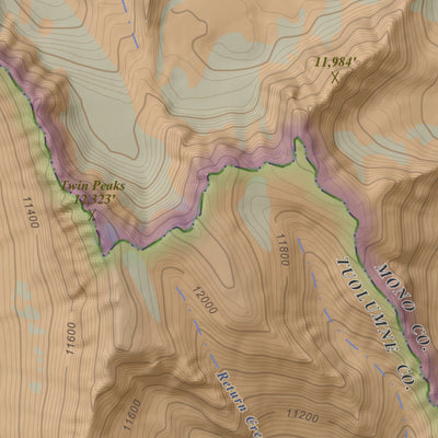 Apogee Mapping, Inc. Dunderberg Peak, California 7.5 Minute Topographic Map - Color Hillshade digital map