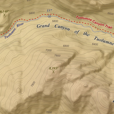 Falls Ridge, California 7.5 Minute Topographic Map - Color Hillshade Preview 3