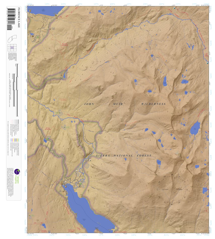Topographic Map Color Florence Lake, California 7.5 Minute Topographic Map - Color Hillshade ...
