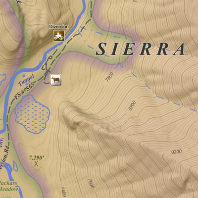Apogee Mapping, Inc. Florence Lake, California 7.5 Minute Topographic Map - Color Hillshade digital map