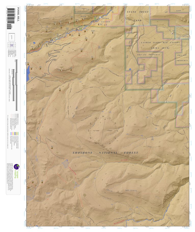 Fossil Hill, Wyoming 7.5 Minute Topographic Map - Color Hillshade by ...