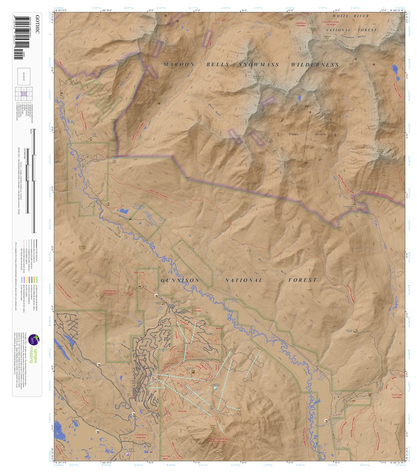 Gothic, Colorado 7.5 Minute Topographic Map - Color Hillshade by Apogee ...