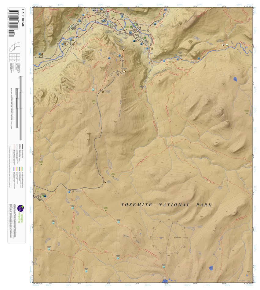 Half Dome, California 7.5 Minute Topographic Map - Color Hillshade by ...