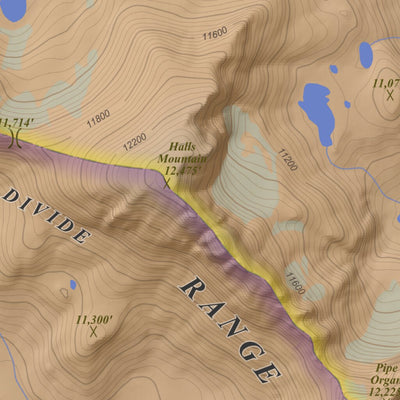 Apogee Mapping, Inc. Halls Mountain, Wyoming 7.5 Minute Topographic Map - Color Hillshade digital map