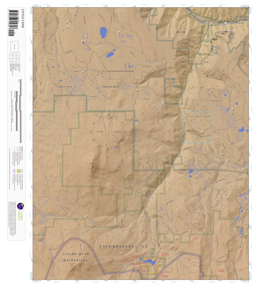 Topographic Map Color Little Cone, Colorado 7.5 Minute Topographic Map - Color Hillshade by ...