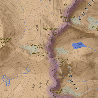 Apogee Mapping, Inc. Lizard Head Peak, Wyoming 7.5 Minute Topographic Map - Color Hillshade digital map