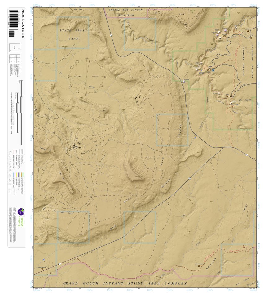Topographic Map Color Moss Back Butte, Utah 7.5 Minute Topographic Map - Color Hillshade by ...