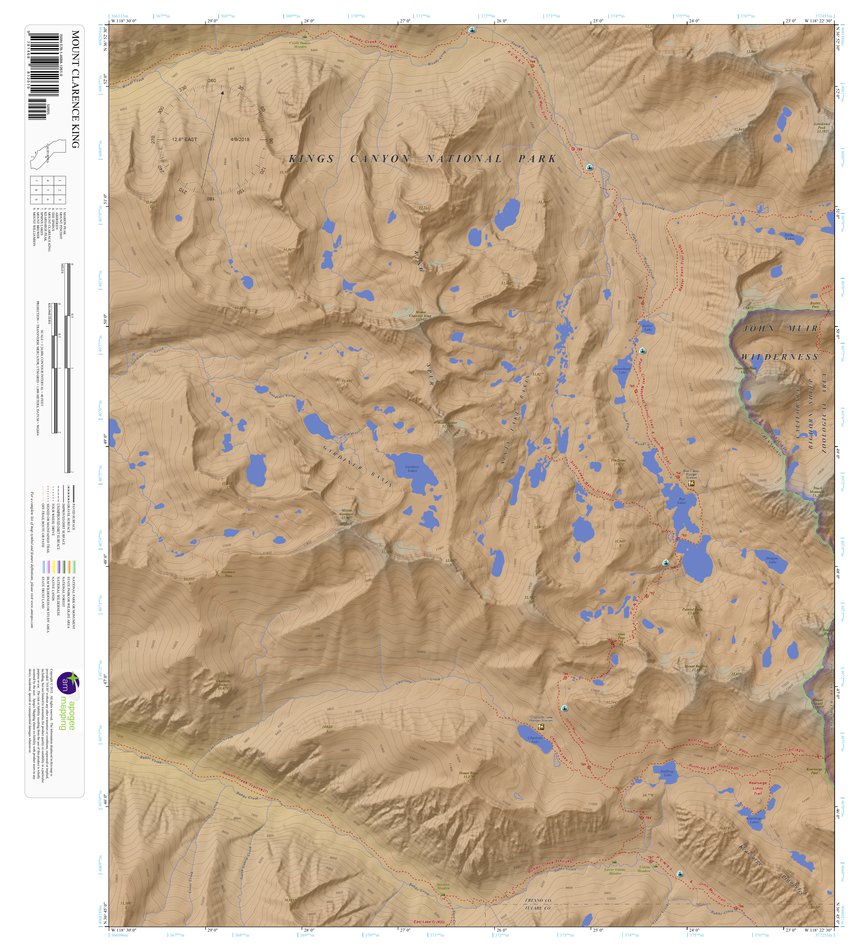Mount Clarence King, California 7.5 Minute Topographic Map - Color ...
